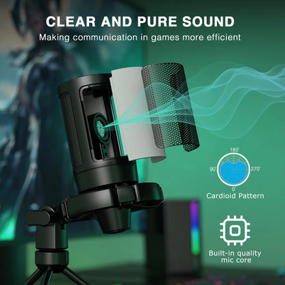 AmpliGame by FIFINE RGB USB Gaming Microphone with Light-touch Mute - Dude Essentials