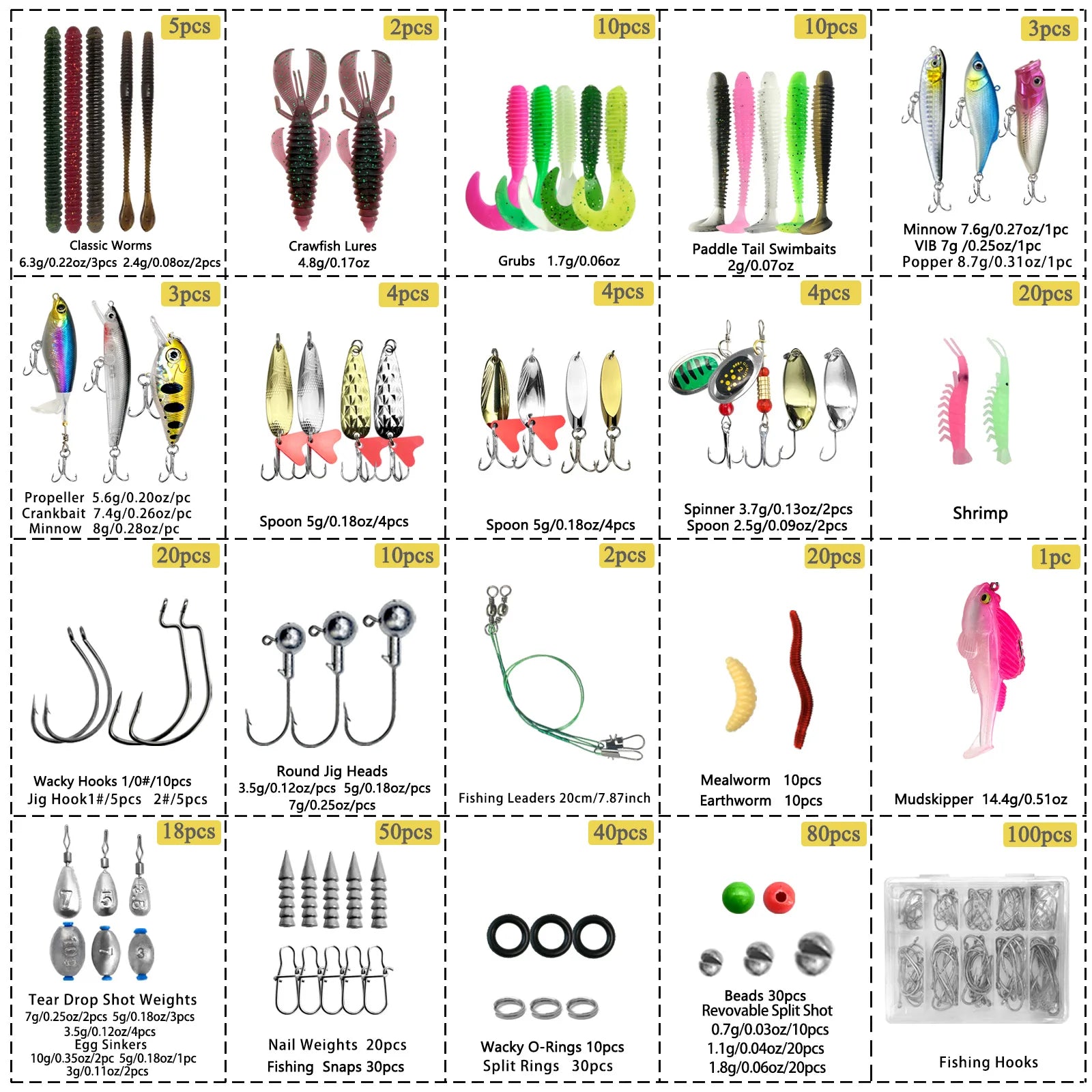 Fishing 83/133/193/239/409pcs Fishing Lure Kit For Trout/Pike/Bass - Dude Essentials