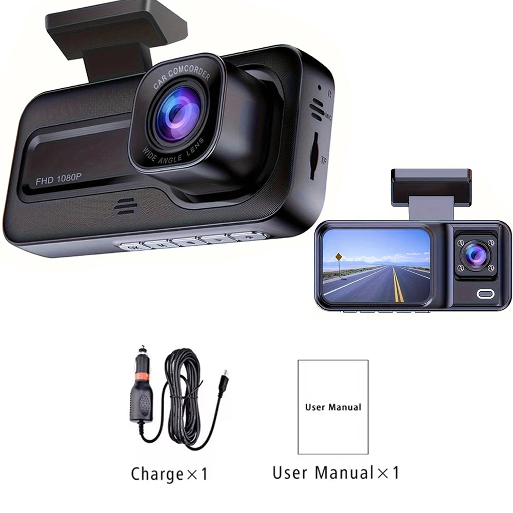 Dash Cam 1080P Car DVR Cam 2-lens Front Inside Night Vision Loop Recording Dash Recorder Wide Angle Recording - Dude Essentials