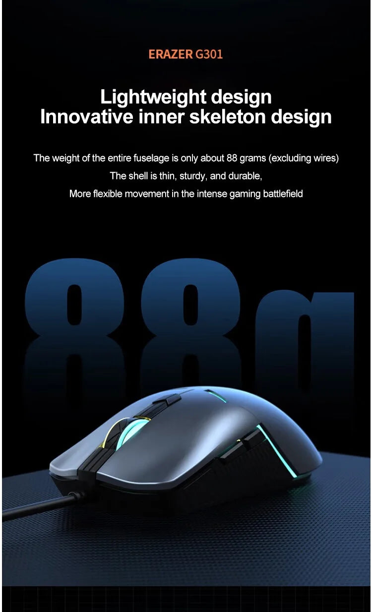 Erazer G301 The wired gaming mouse features an ergonomic design and adjustable DPI. - Dude Essentials