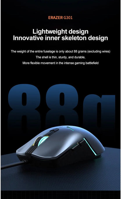 Erazer G301 The wired gaming mouse features an ergonomic design and adjustable DPI. - Dude Essentials