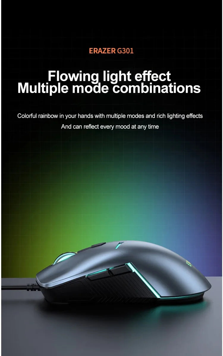 Erazer G301 The wired gaming mouse features an ergonomic design and adjustable DPI. - Dude Essentials
