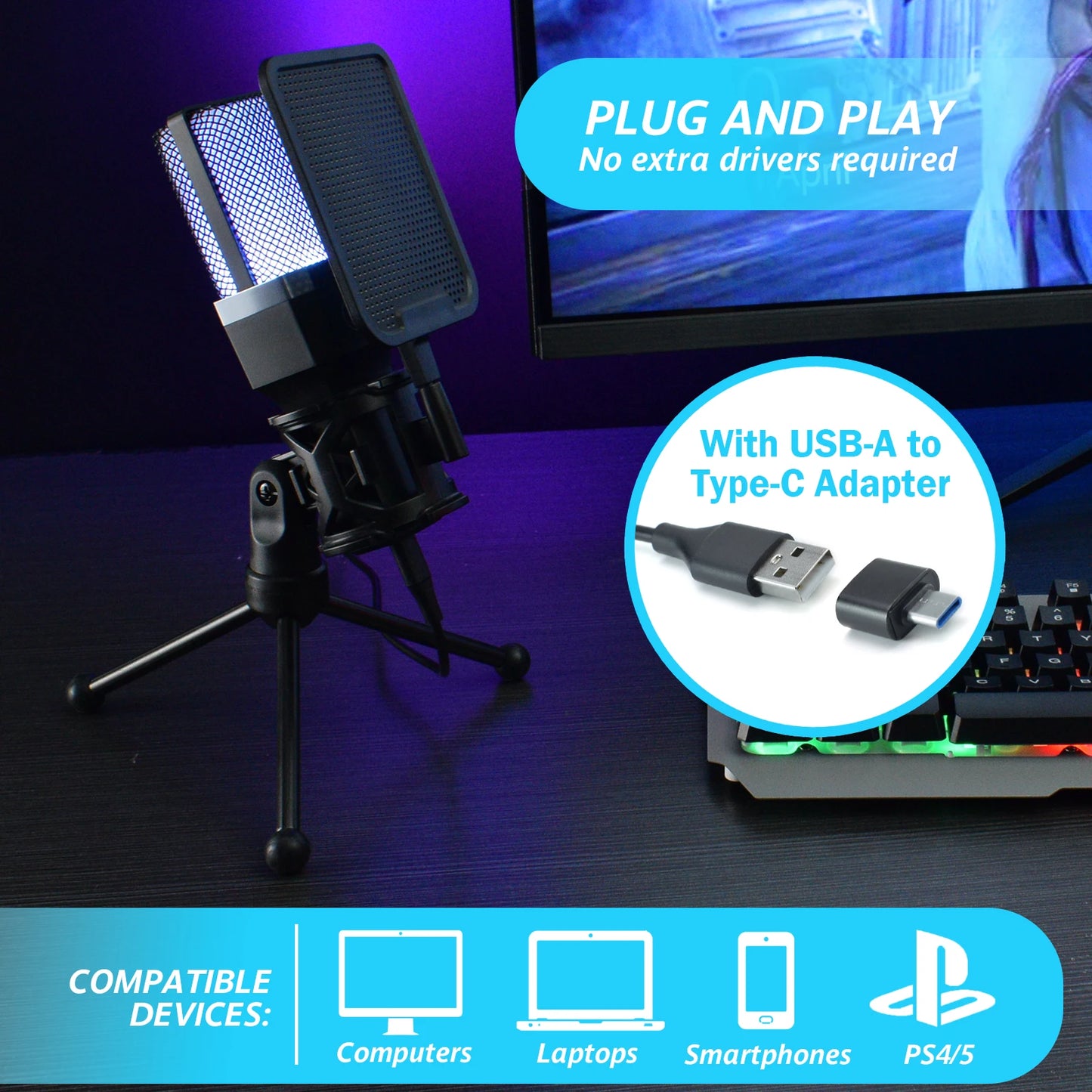 Gaming Microphone Professional Condenser Mic PC Laptop Computer - Dude Essentials