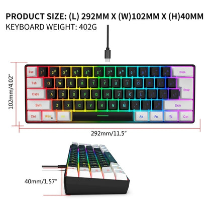 USB Wired Gaming Keyboard 61 Keys Compact Mini Keyboard - Dude Essentials