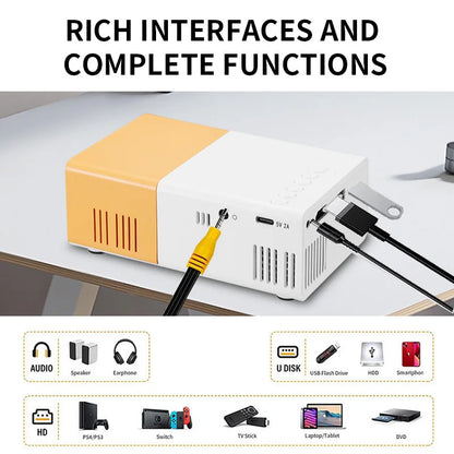Portable Mini Projector with Full HD 1080P Support (Includes Remote Control)