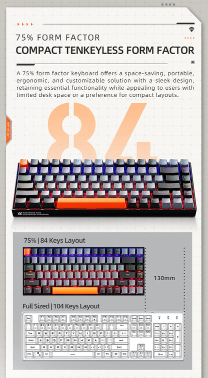 Machenike K500A-B84 75% TKL Hot-Swappable Wired Gaming Keyboard - Dude Essentials