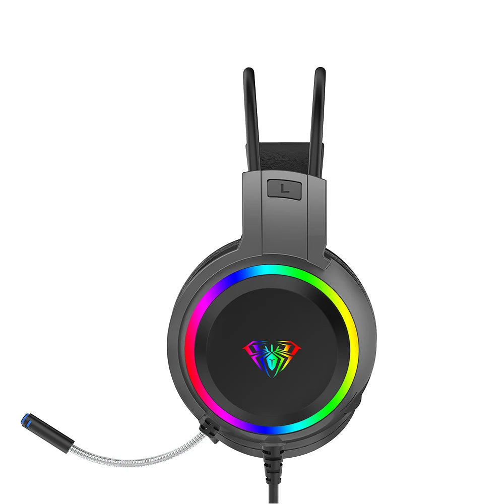AULA S608 Wired Gaming Computer Headset USB/3.5mm RGB Backlight - Dude Essentials