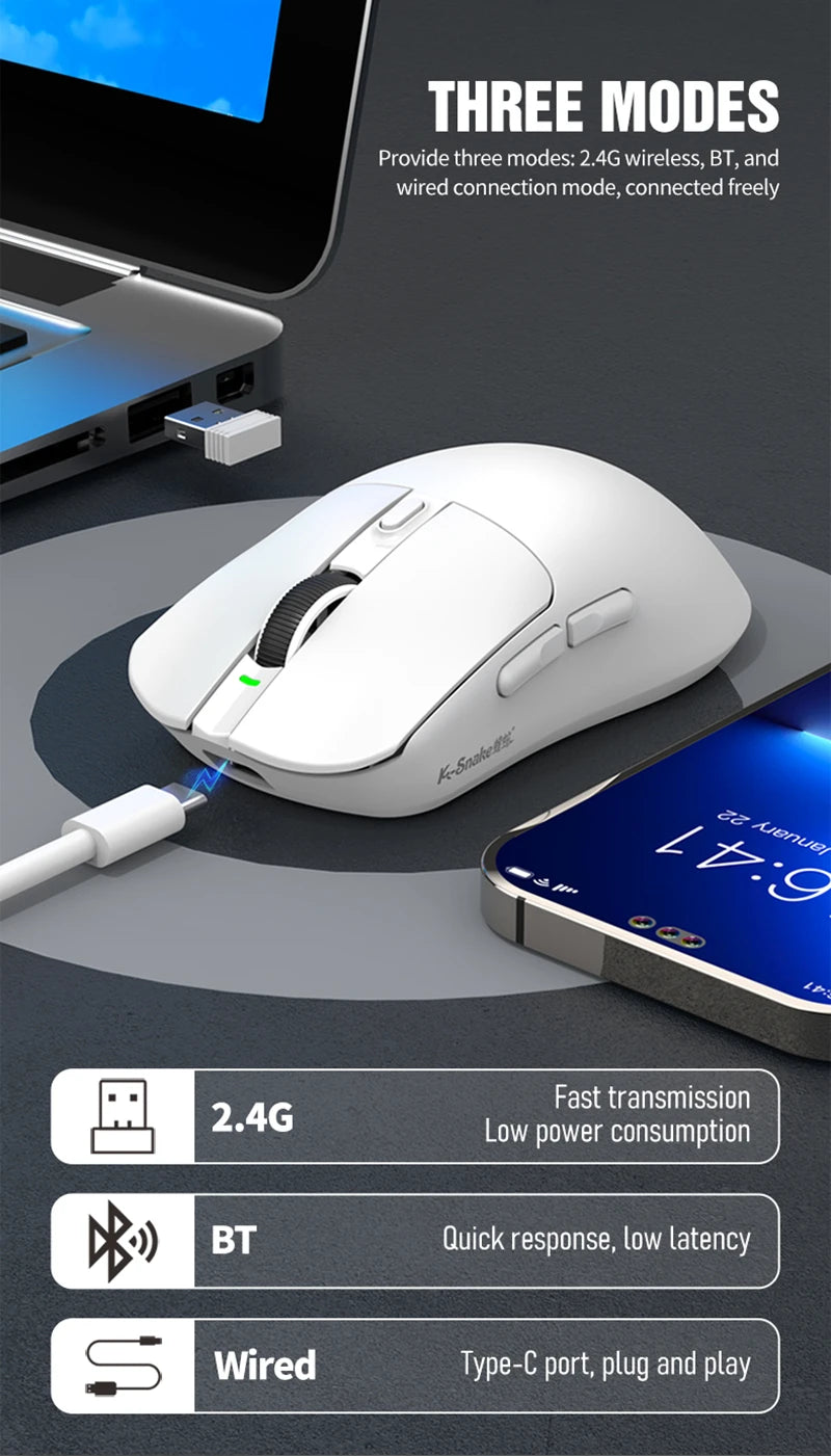 Lightweight Esports Gaming Mouse With Three-mode Wireless Bluetooth Charging - Dude Essentials