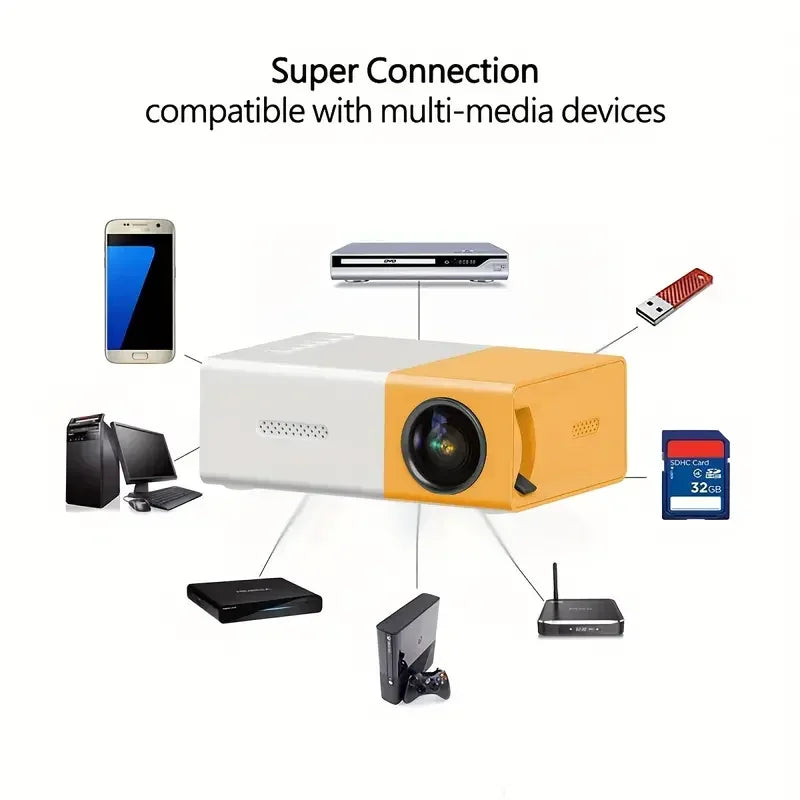 Mini projector LED portátil YG300 HDMI, USB, TF audio