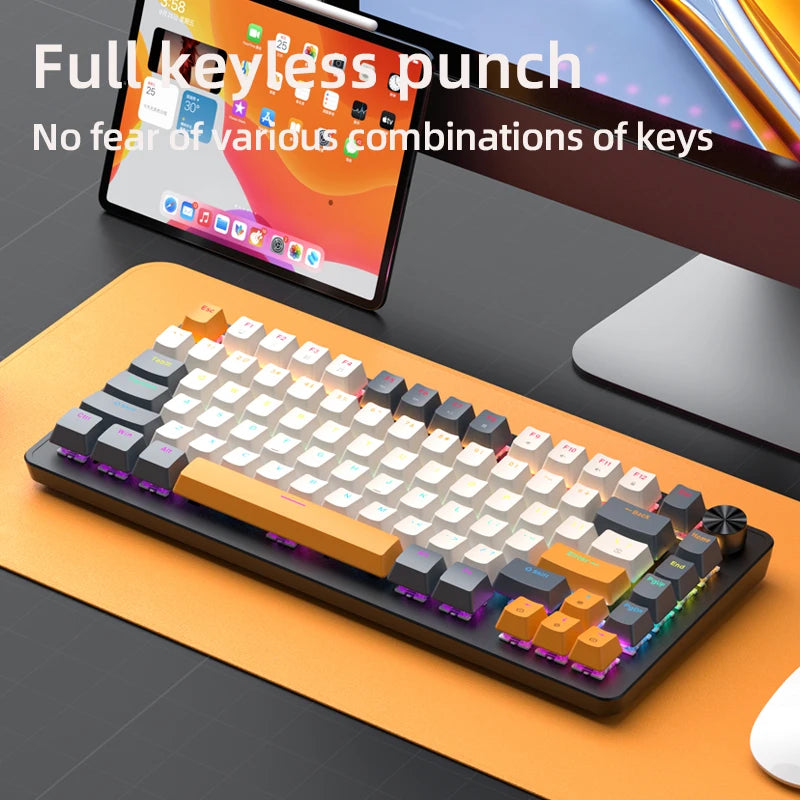 75% Mechanical Keyboard Wired with Media Knob, APAYADO Black Gaming Keyboard - Dude Essentials