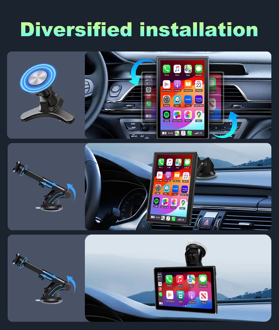 7 inch Portable Multimedia Player Carplay AI Screen IPS Touch Screen GPS Navigation Bluetooth Support - Dude Essentials