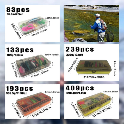 Fishing 83/133/193/239/409pcs Fishing Lure Kit For Trout/Pike/Bass - Dude Essentials