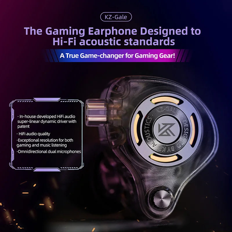KZ Gale In-Ear Gaming Earphones E-sports Bass Metal Earbuds - Dude Essentials