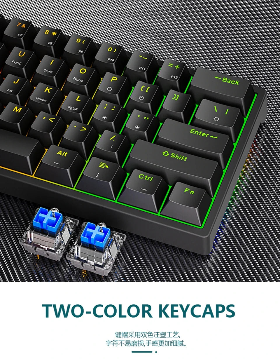 K620 Mini Gaming Mechanical Keyboard 61 Keys RGB Hotswap Type-C Wired - Dude Essentials