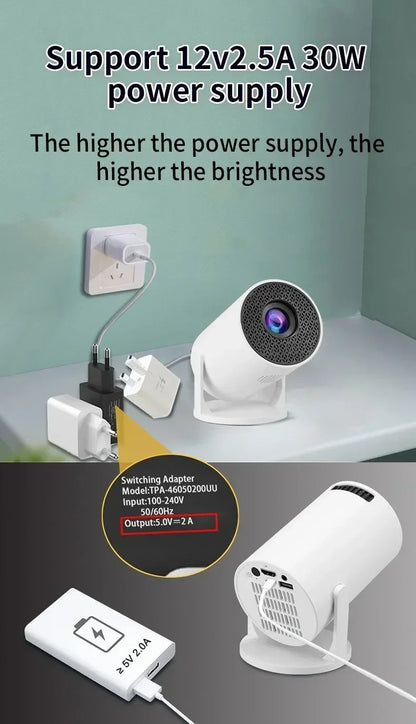 Mini 4K Portable Projector | 270° Rotatable Wi-Fi/Bluetooth | Wireless HDMI