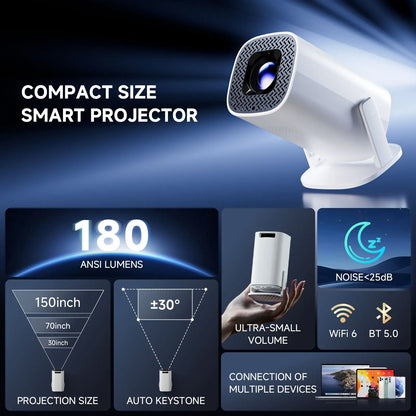P30PRO Android 14 Smart Mini Projector Supports 4K HD Video