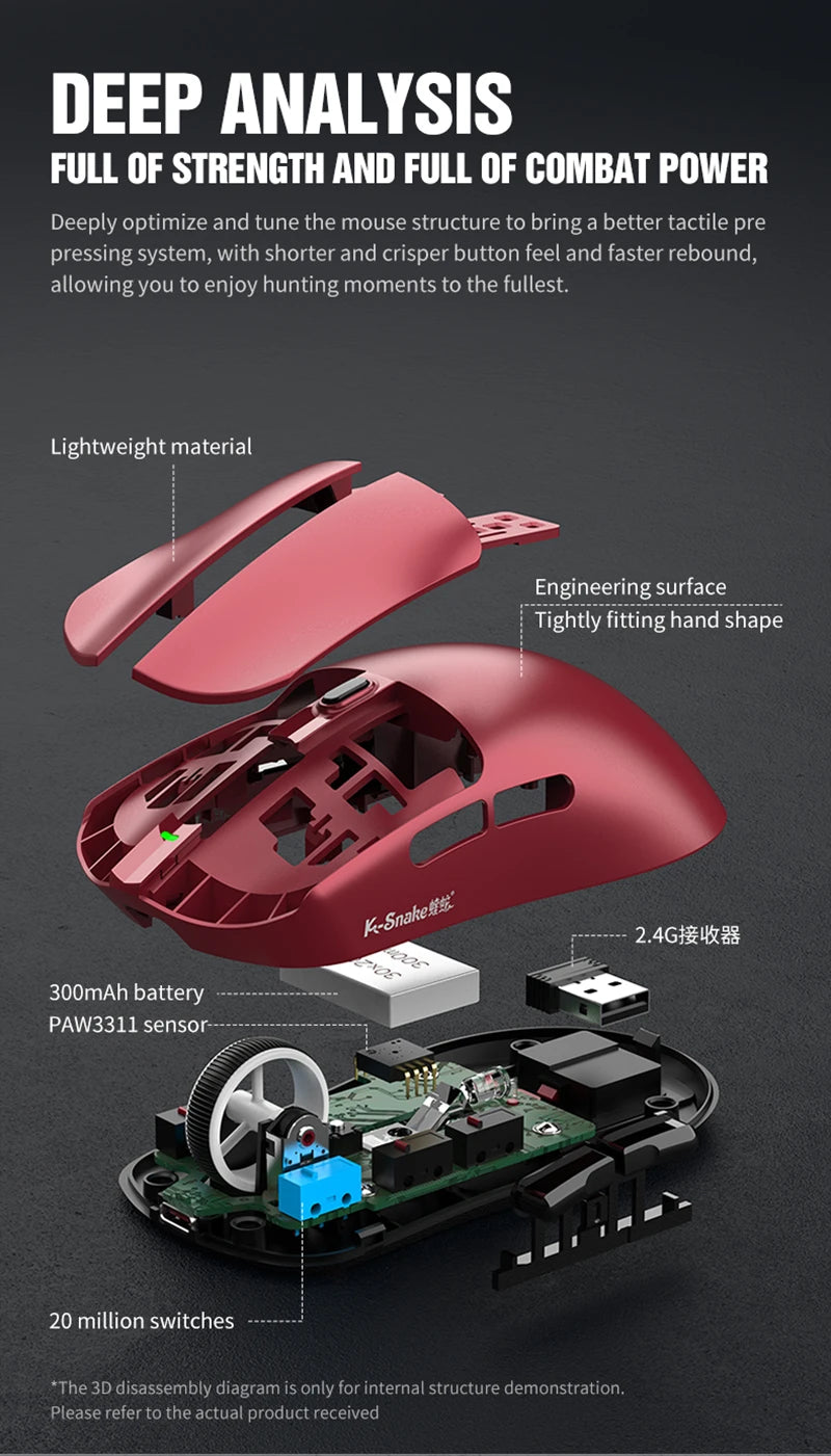 Lightweight Esports Gaming Mouse With Three-mode Wireless Bluetooth Charging - Dude Essentials