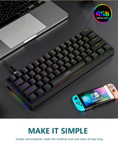 K620 Mini Gaming Mechanical Keyboard 61 Keys RGB Hotswap Type-C Wired - Dude Essentials