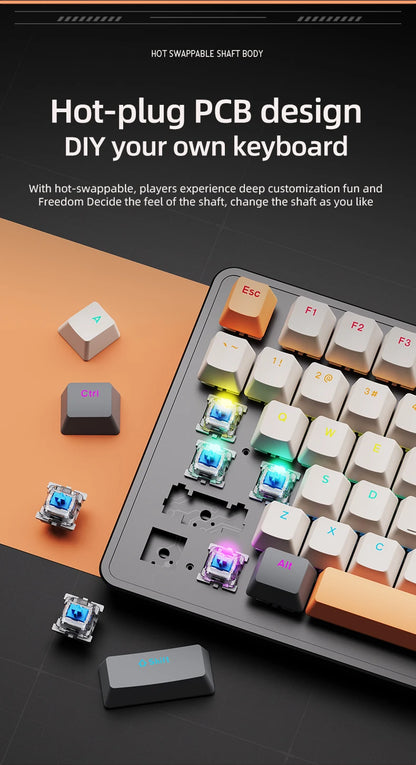 75% Mechanical Keyboard Wired with Media Knob, APAYADO Black Gaming Keyboard - Dude Essentials