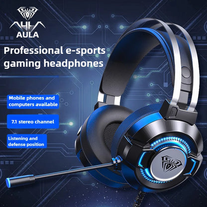 AULA gamer USB Headset 7.1 Channel Wired Headphone