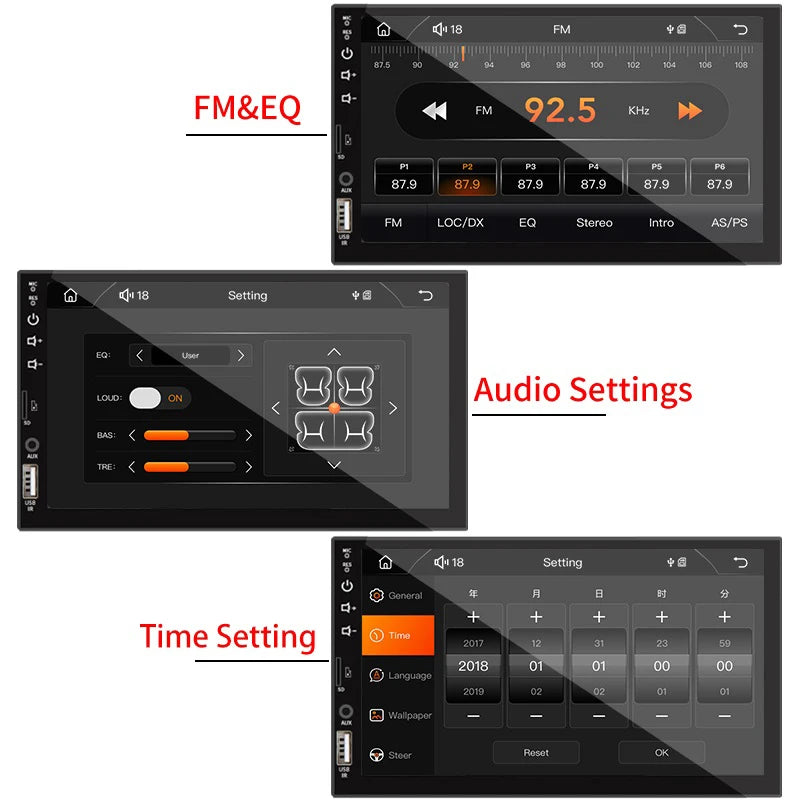 7“ Car Radio 1 Din Carplay Multimedia MP5 Player HD Touch Screen - Dude Essentials