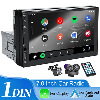 7“ Car Radio 1 Din Carplay Multimedia MP5 Player HD Touch Screen - Dude Essentials