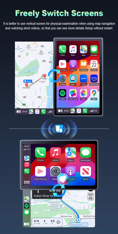 7 inch Portable Multimedia Player Carplay AI Screen IPS Touch Screen GPS Navigation Bluetooth Support - Dude Essentials