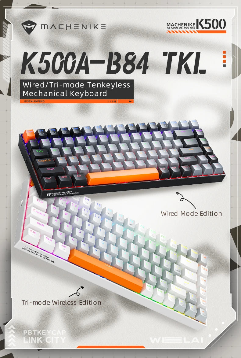 Machenike K500A-B84 75% TKL Hot-Swappable Wired Gaming Keyboard - Dude Essentials