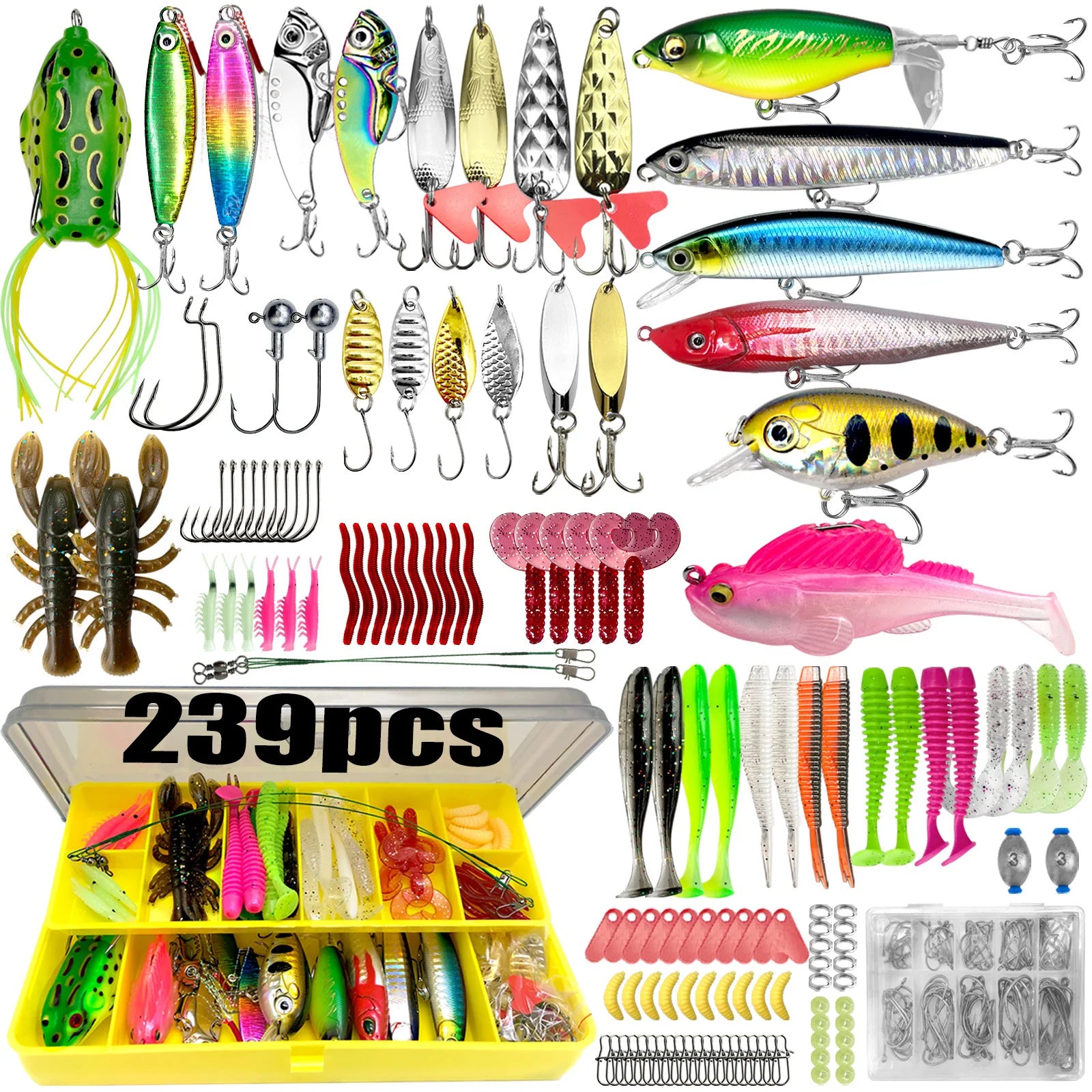 Fishing 83/133/193/239/409pcs Fishing Lure Kit For Trout/Pike/Bass - Dude Essentials