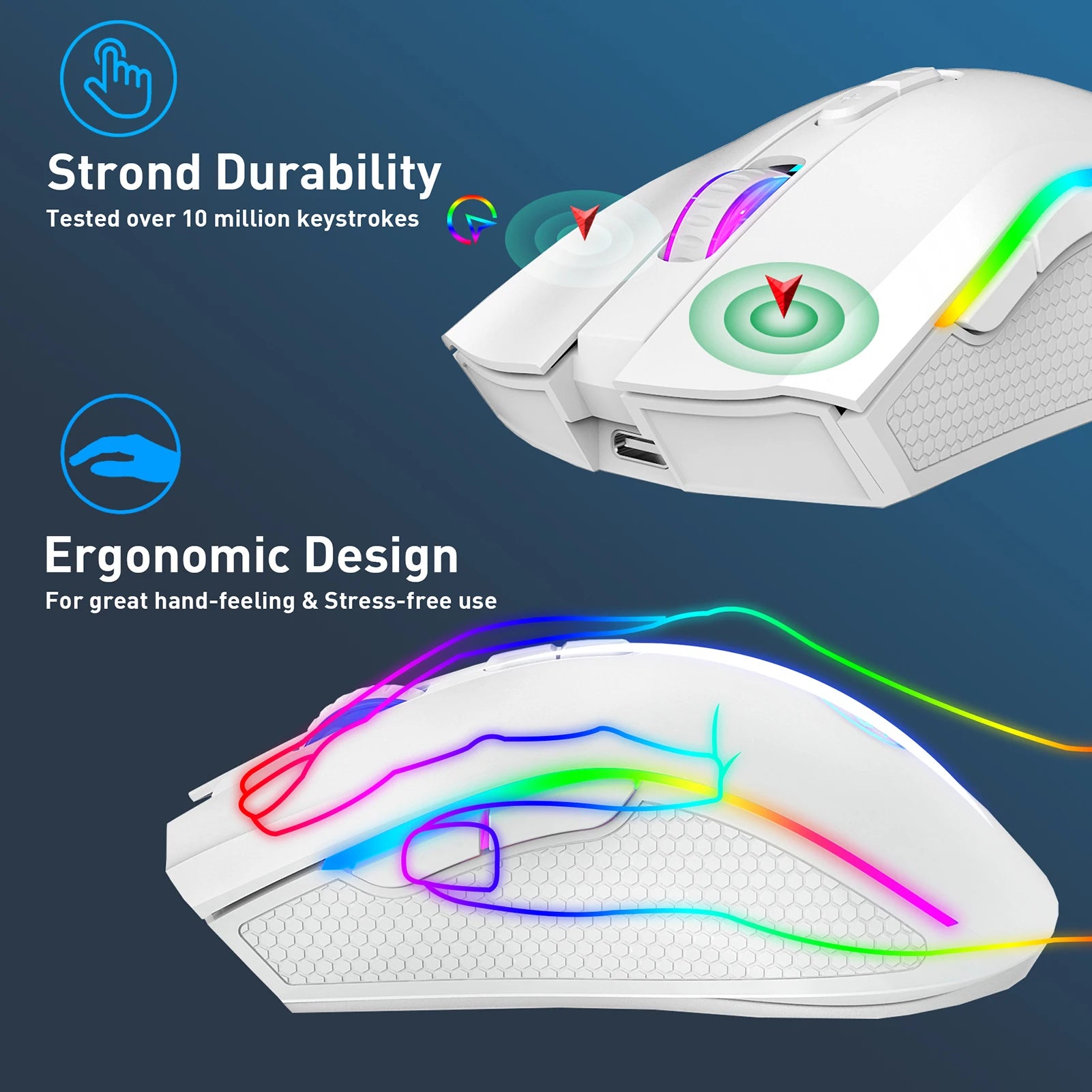 HXSJ T69 2.4G Wireless Mechanical Mouse RGB Gaming Mouse - Dude Essentials