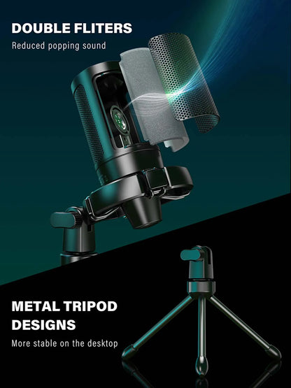 AmpliGame by FIFINE RGB USB Gaming Microphone with Light-touch Mute - Dude Essentials