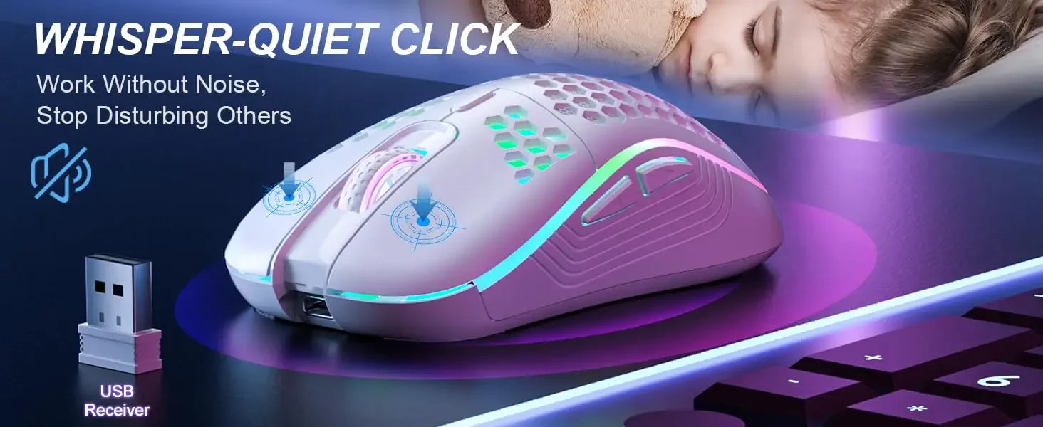 2.4G Wireless Gaming Mouse RGB Lighting Charging Mouse - Dude Essentials