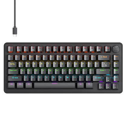 75% Mechanical Keyboard Wired with Media Knob, APAYADO Black Gaming Keyboard - Dude Essentials