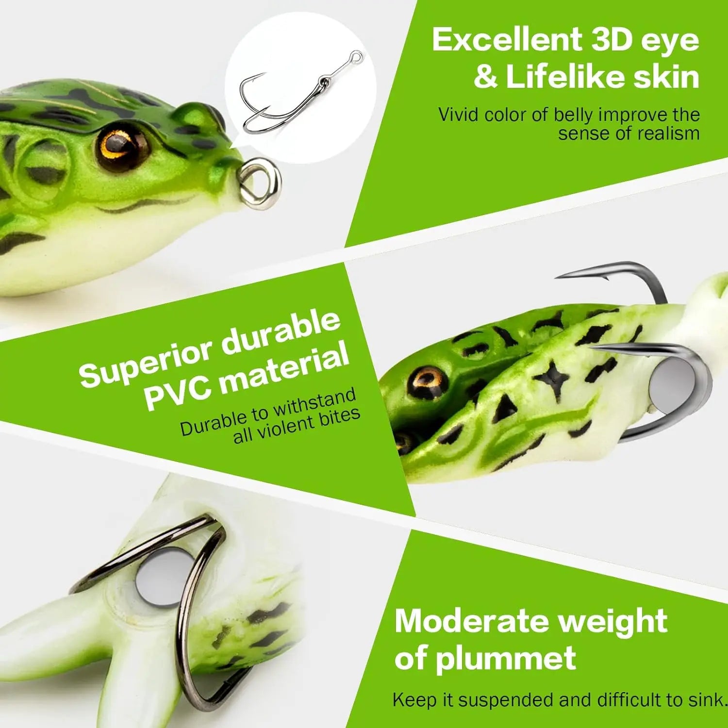 Topwater Frog Lure Bass Trout Fishing Lure/Realistic Prop Frog Soft Swimbait Floating Bait - Dude Essentials