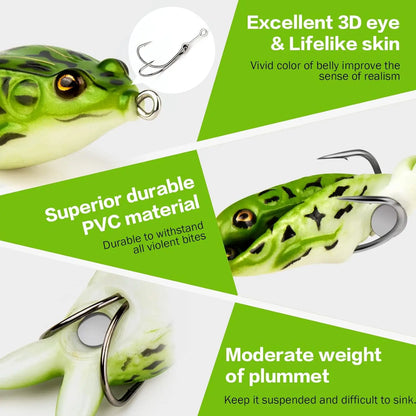 Topwater Frog Lure Bass Trout Fishing Lure/Realistic Prop Frog Soft Swimbait Floating Bait - Dude Essentials