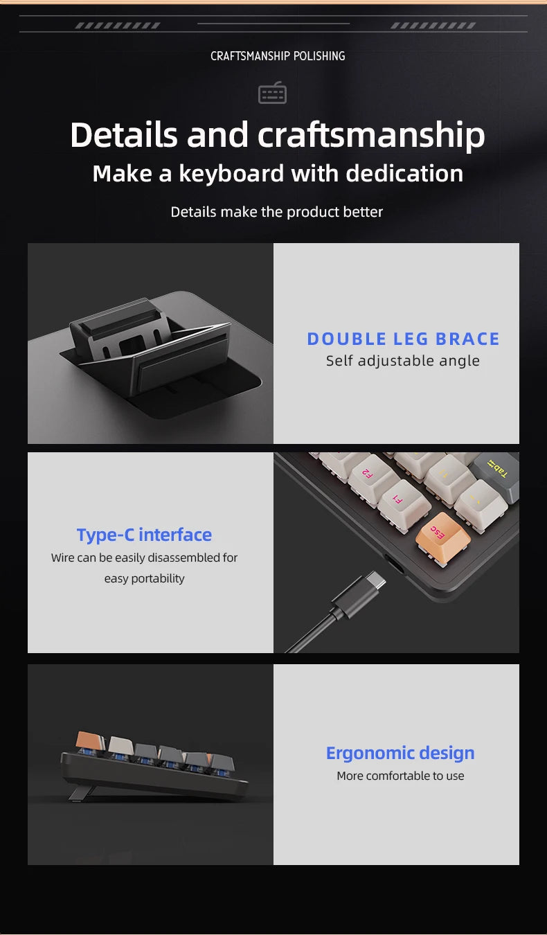 75% Mechanical Keyboard Wired with Media Knob, APAYADO Black Gaming Keyboard - Dude Essentials