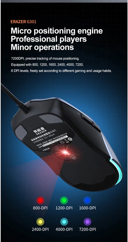 Erazer G301 The wired gaming mouse features an ergonomic design and adjustable DPI. - Dude Essentials