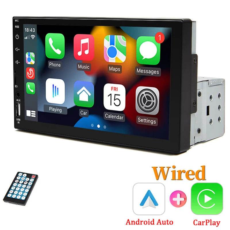 7“ Car Radio 1 Din Carplay Multimedia MP5 Player HD Touch Screen - Dude Essentials
