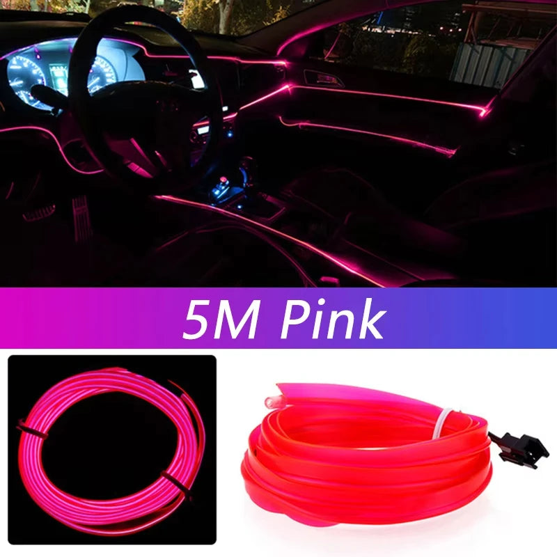 5M Car Interior Led Strip Light Neon EL Wiring Decorative Lamp - Dude Essentials