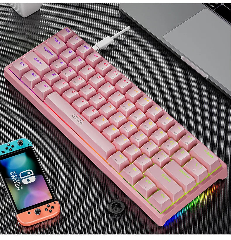 K620 Mini Gaming Mechanical Keyboard 61 Keys RGB Hotswap Type-C Wired - Dude Essentials