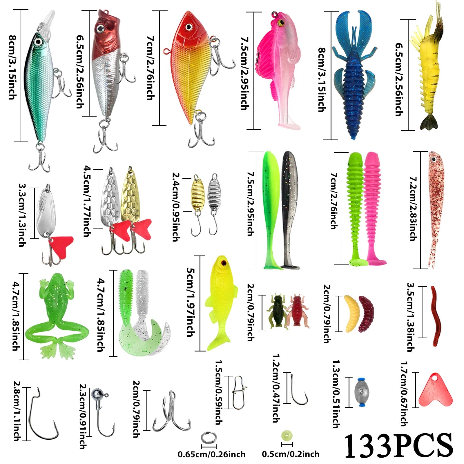 Fishing 83/133/193/239/409pcs Fishing Lure Kit For Trout/Pike/Bass - Dude Essentials