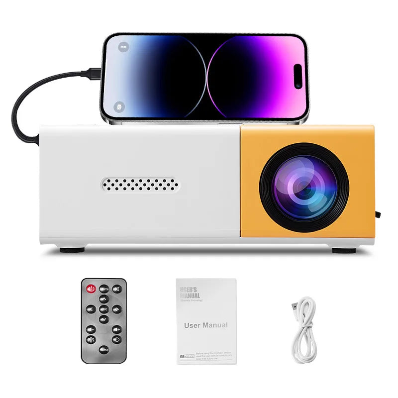 Portable Mini Projector with Full HD 1080P Support (Includes Remote Control)