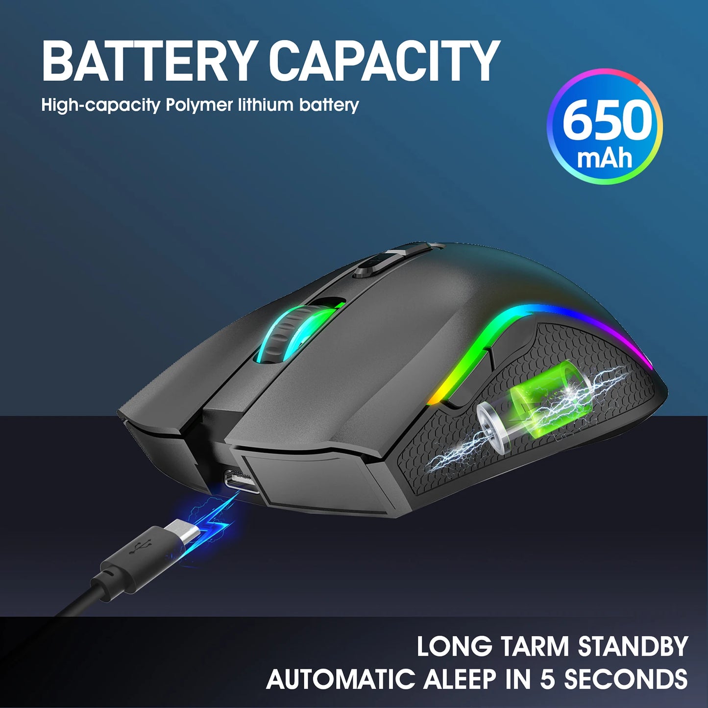 HXSJ T69 2.4G Wireless Mechanical Mouse RGB Gaming Mouse - Dude Essentials