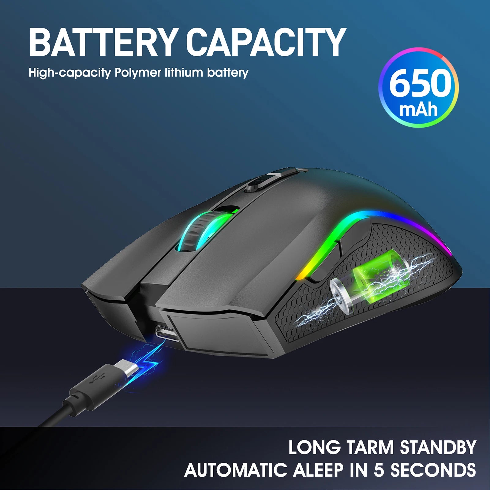 HXSJ T69 2.4G Wireless Mechanical Mouse RGB Gaming Mouse - Dude Essentials