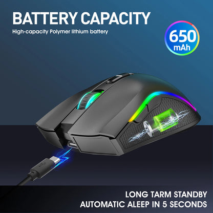 HXSJ T69 2.4G Wireless Mechanical Mouse RGB Gaming Mouse - Dude Essentials