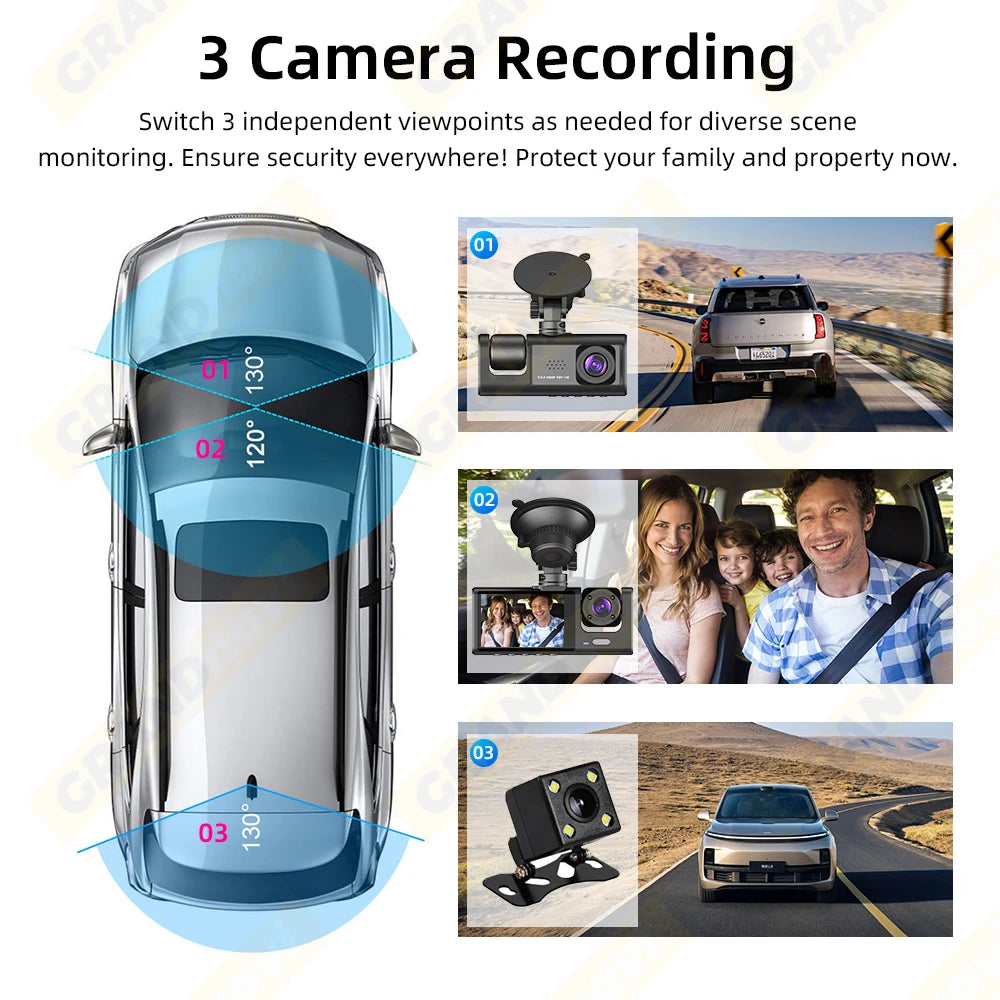 Dash Cam WIFI APP Car DVR 3 Channel - Dude Essentials