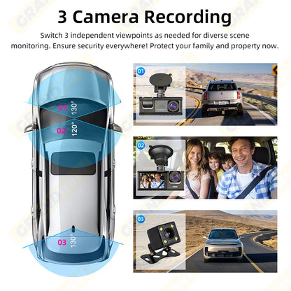 Dash Cam WIFI APP Car DVR 3 Channel - Dude Essentials