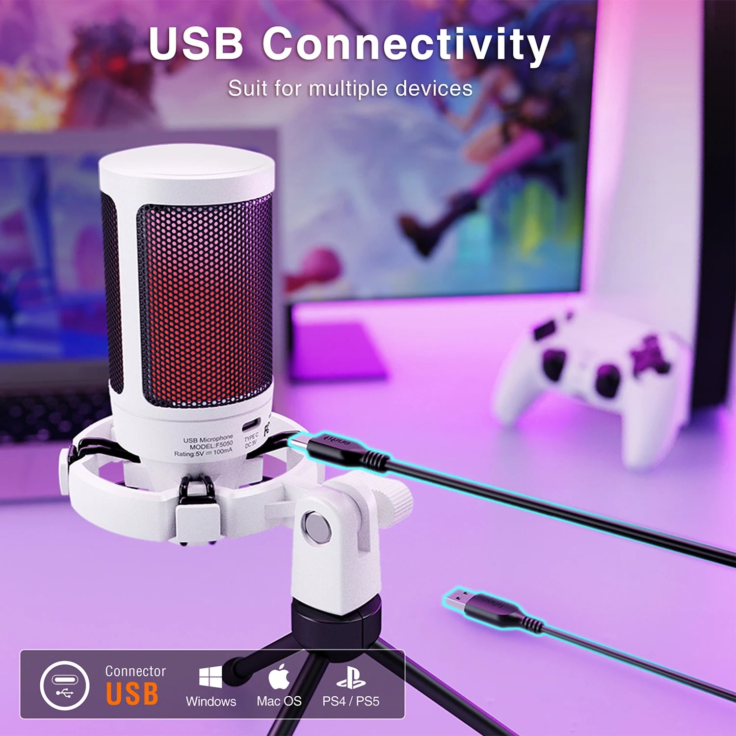 AmpliGame USB Gaming Microphone with Quick Mute - Dude Essentials