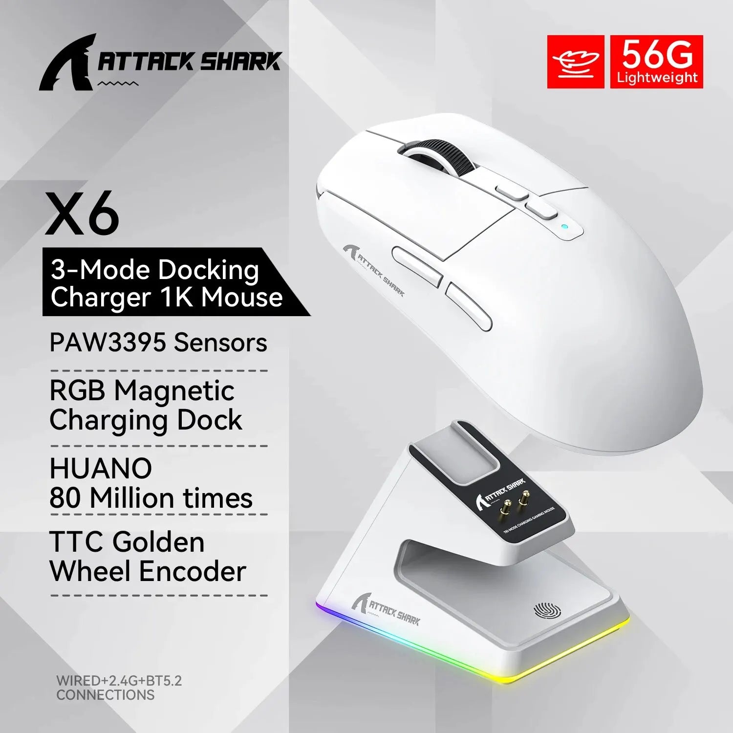 X6 Lightweight Wireless Gaming Mouse with 3 Mode Wired 2.4G - Dude Essentials