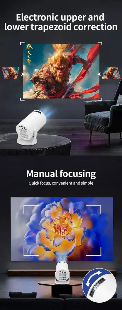Mini 4K Portable Projector | 270° Rotatable Wi-Fi/Bluetooth | Wireless HDMI